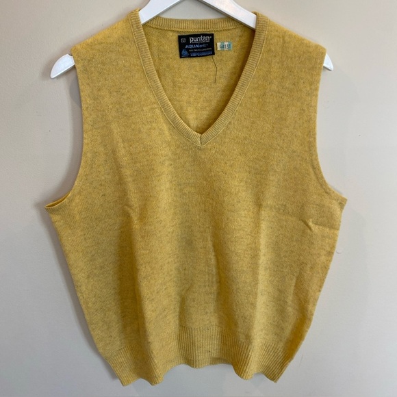 Vintage Puritan Sportswear Vest 100% 2 Ply Lambswools Aqua knit Superwash Large - Picture 1 of 4